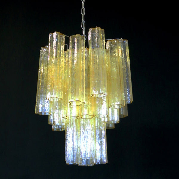 Murano clear amber / gold Glass Tube Chandelier