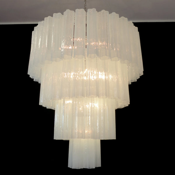 Murano Glass Tiered Chandelier with 78 glasses - opal silk
