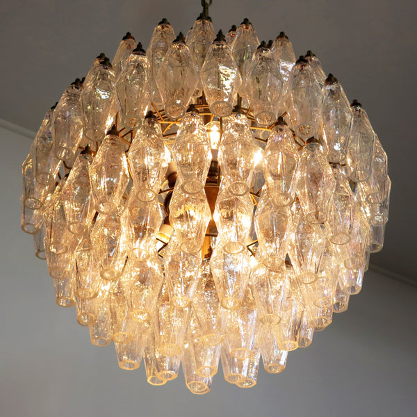 Murano polyhedra Chandelier with 140 iridescent polyhedra
