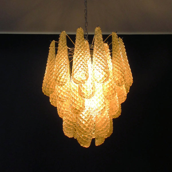Murano Chandelier with 41 Amber Glass Petals Drop