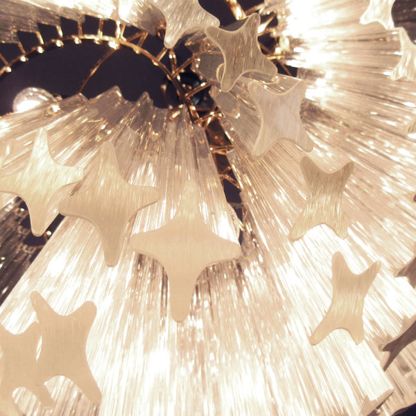 Murano Glass Chandelier with 114 transparent prism quadriedri