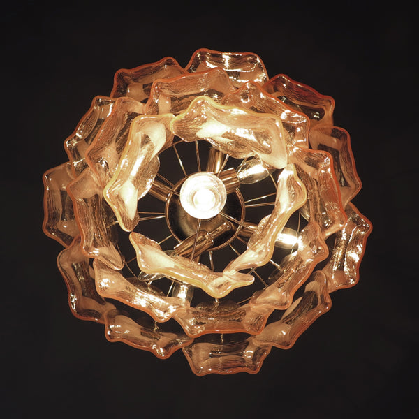 Murano Chandelier lamp in Vistosi style with 23 pink glasses