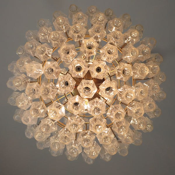Murano polyhedra Chandelier with 140 iridescent polyhedra