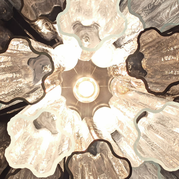 Murano Glass Tube Chandelier with 36 smoked and clear glass tubes