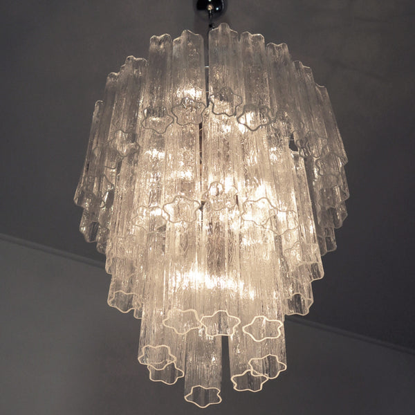 Large three-Tier Venini Murano Glass Tube Chandelier with 48 glasses