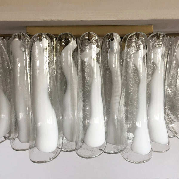 Murano ceiling lamp with 64 white lattimo glass petals