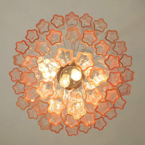 Murano Glass Tube Chandelier with 48 pink glasses