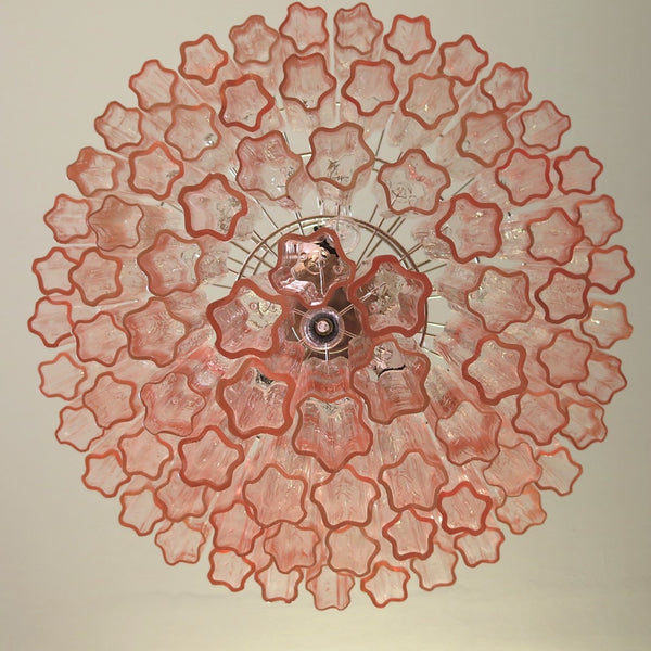 Murano Glass Tiered Chandelier with 78 pink glasses