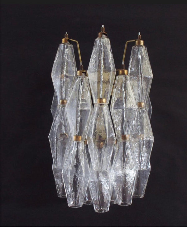 Pair of Murano Poliedri iridescent glass wall sconces