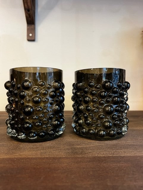 Boblet telysholder, Mørk brun