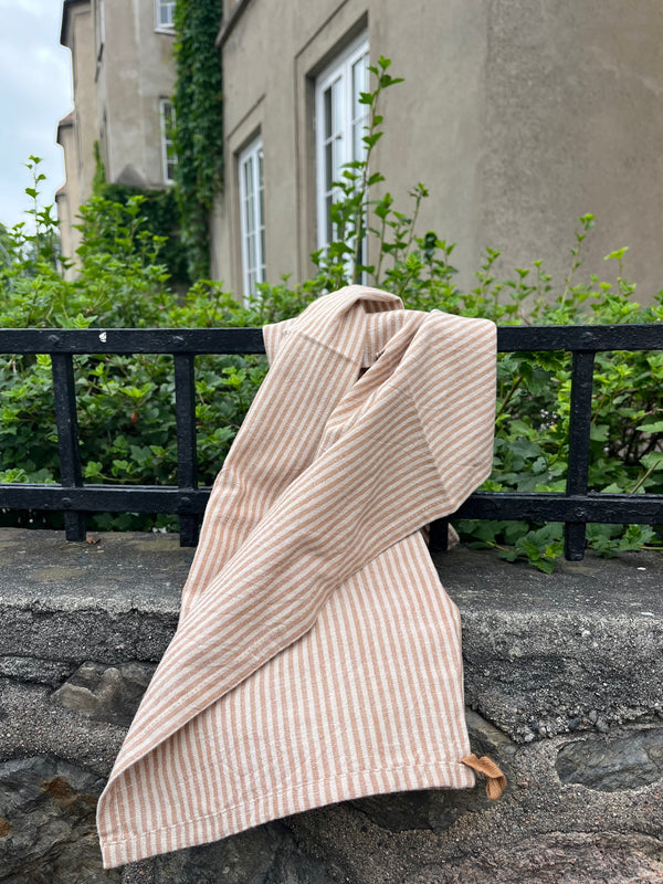 Kjøkkenhåndkle stripet, beige