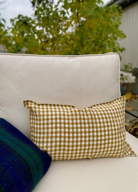 Putetrekk, gingham oker&hvit 30x50