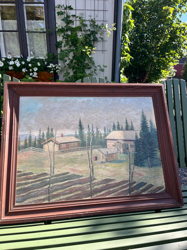 Vintage maleri, hytten