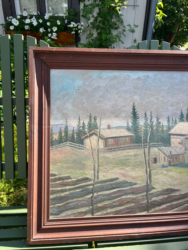 Vintage maleri, hytten