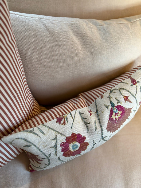 Helene Blanche pute, Moirè stripe amber / italiensk tekstil 60x40
