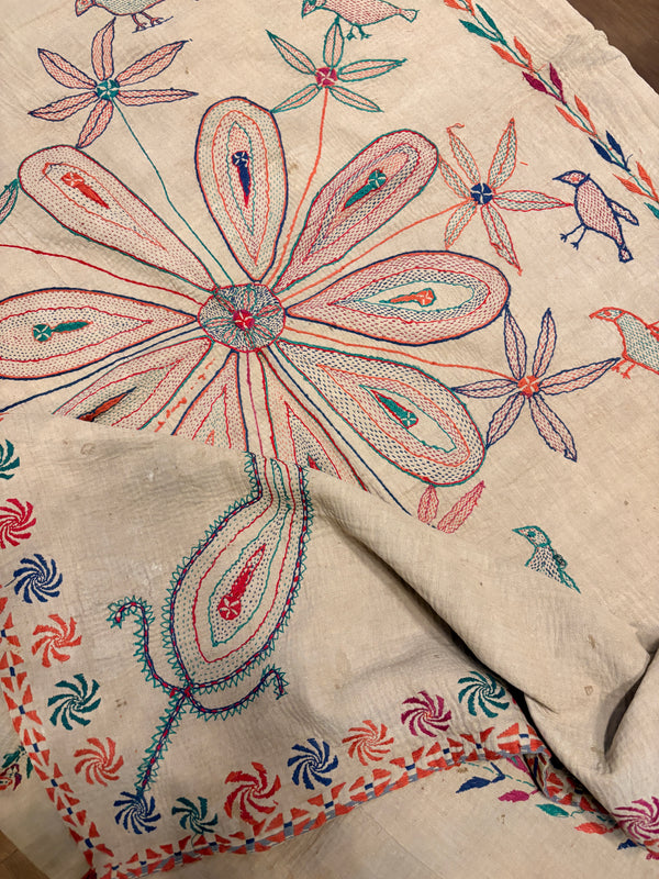 Vintage Kantha tekstil kaki