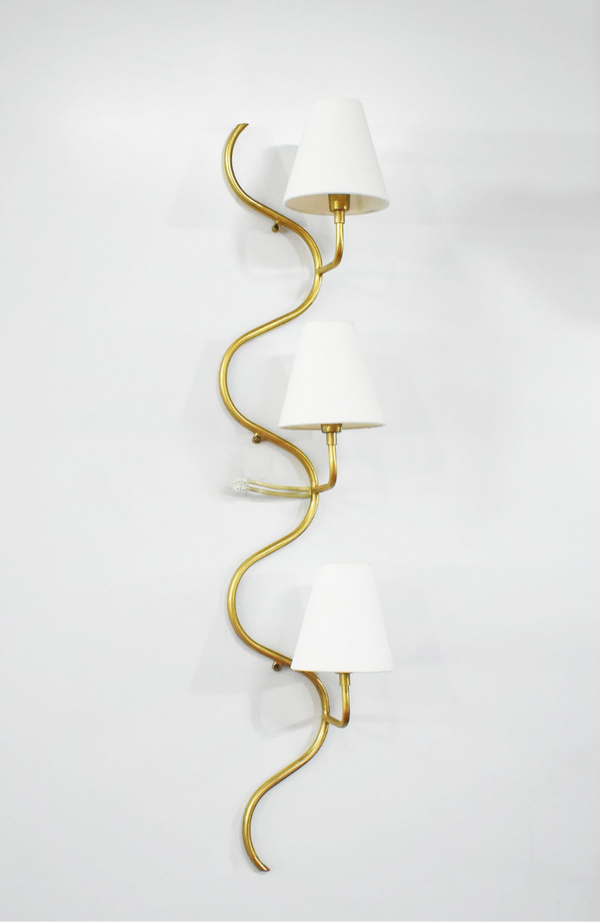 Wall lamp brass with shade