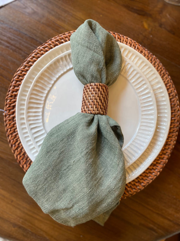Serviett, stenvasket lin, sage