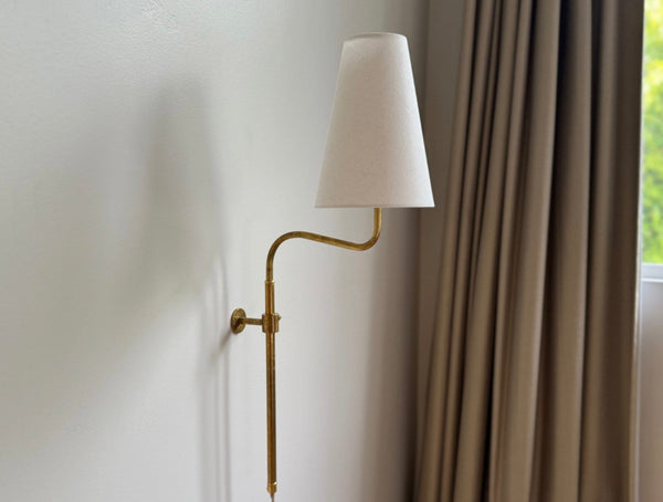 Wall scone brass and linen shade