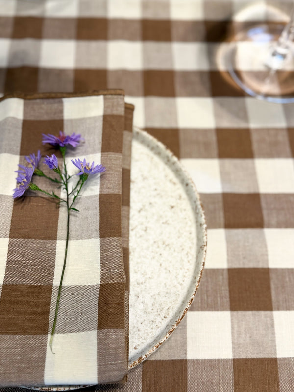 Serviett gingham brun&hvit, 2 stk