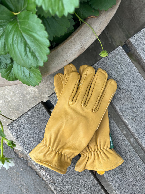 Hagehansker, skinn, tan