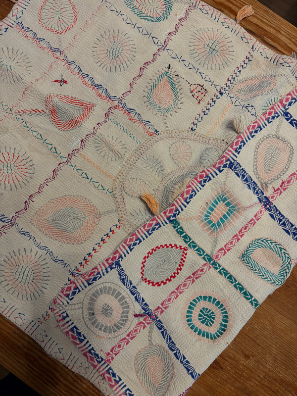 Vintage Kantha tekstil rosa