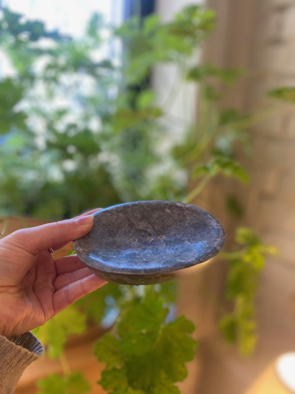 Såpeskål, oval, marmor grå