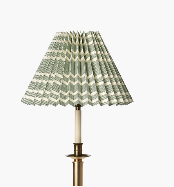 Needlepoint Stripe Pleated Lampshade, Green Earth by Helene Blanche