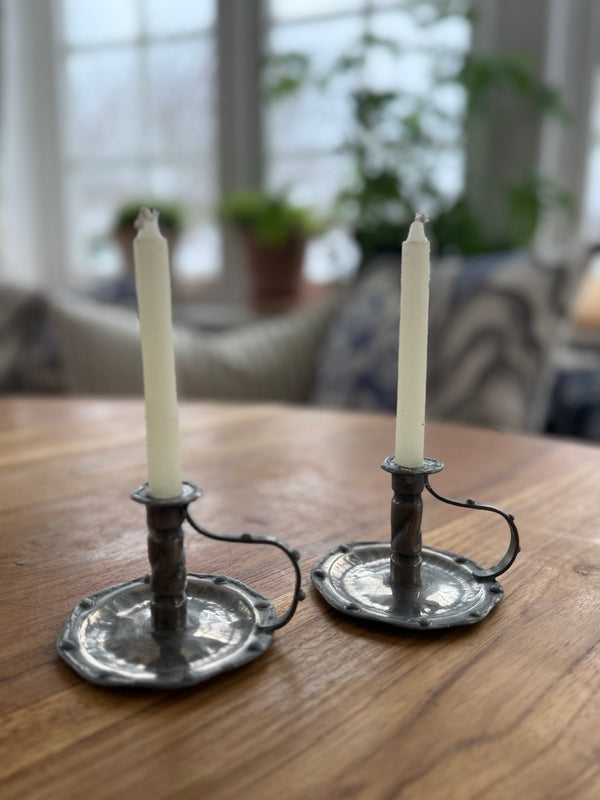 Vintage lysestaker i tinn