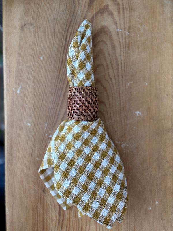 Lin serviett gingham, oker&hvit