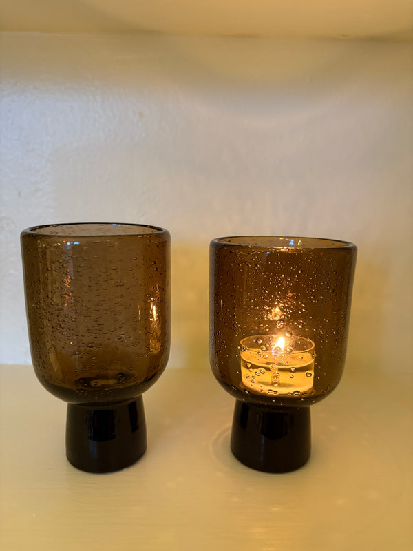 Bari Glass on stand, Brown