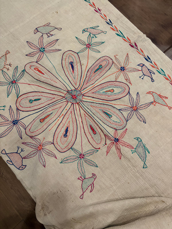 Vintage Kantha tekstil kaki