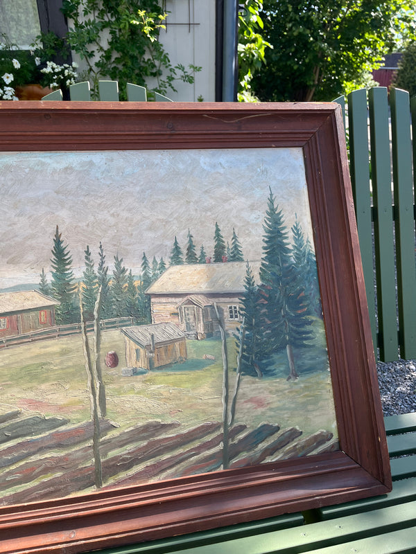 Vintage maleri, hytten