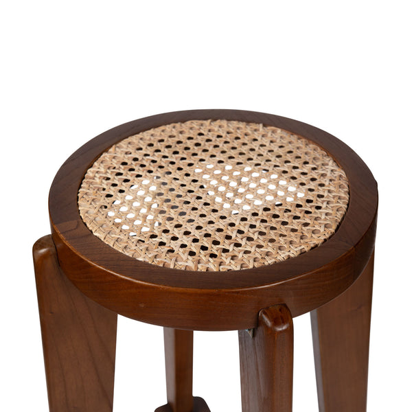 Bar stool with rattan seat