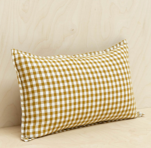 Putetrekk, gingham oker&hvit 30x50