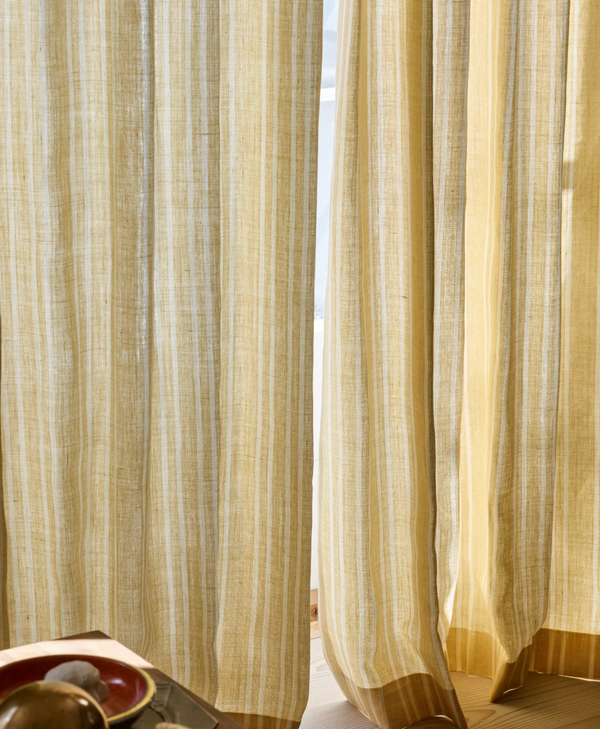Helene Blanche gardin, Needlepoint stripe, Ochre