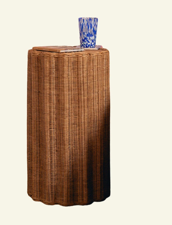 Wavy rattan side table