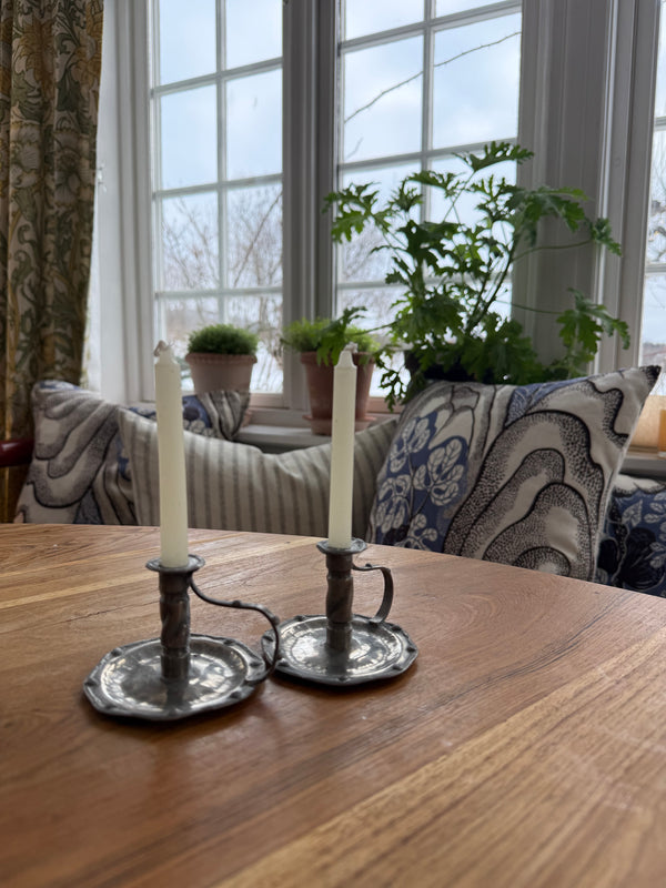 Vintage lysestaker i tinn