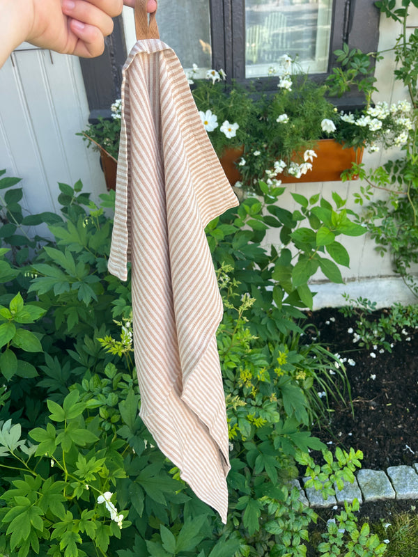 Kjøkkenhåndkle stripet, beige