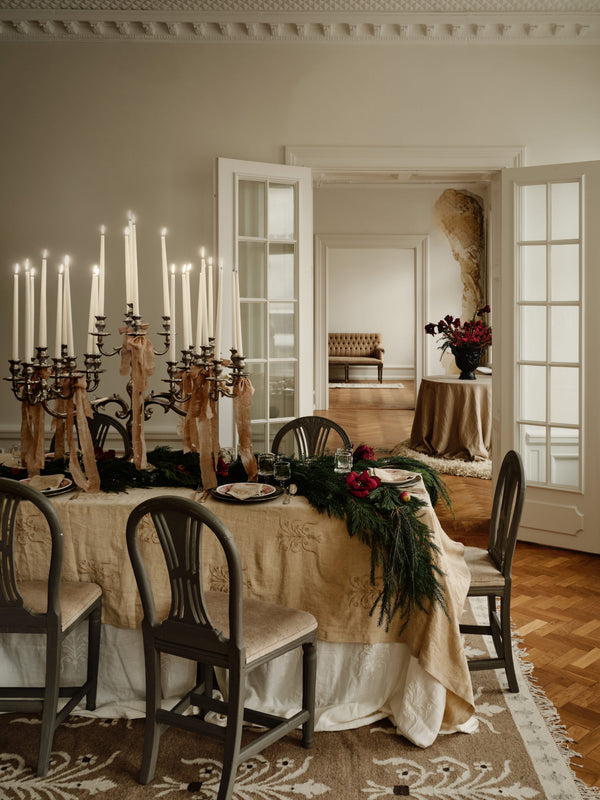 Cappelen dimyr floral lin duk, Beige