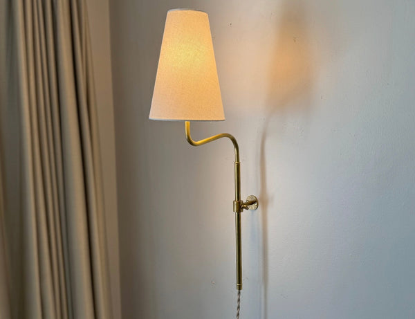 Wall scone brass and linen shade