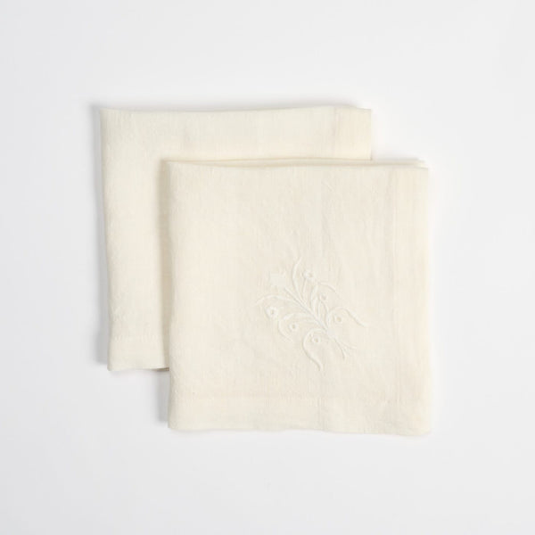 Cappelen dimyr floral lin serviett, Hvit