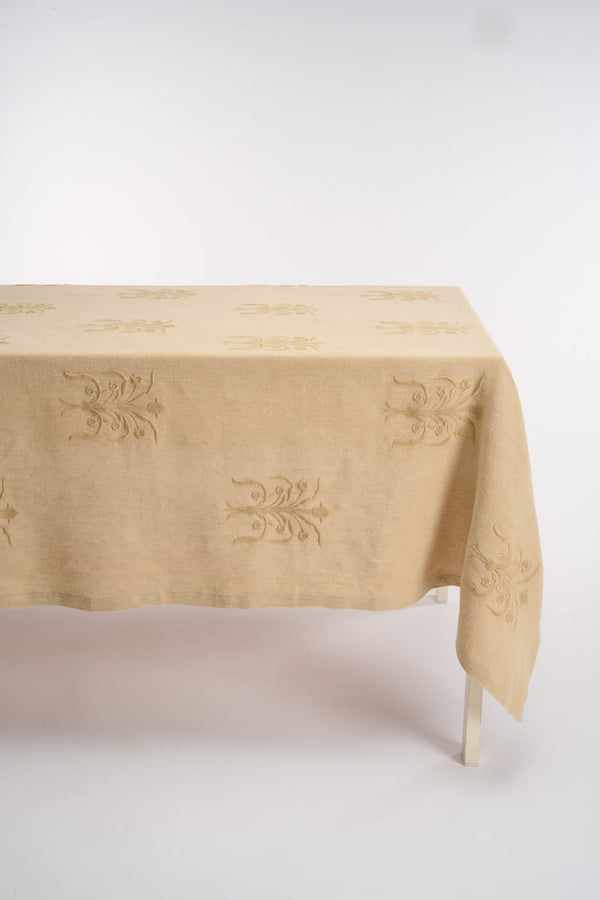 Cappelen dimyr floral lin duk, Beige