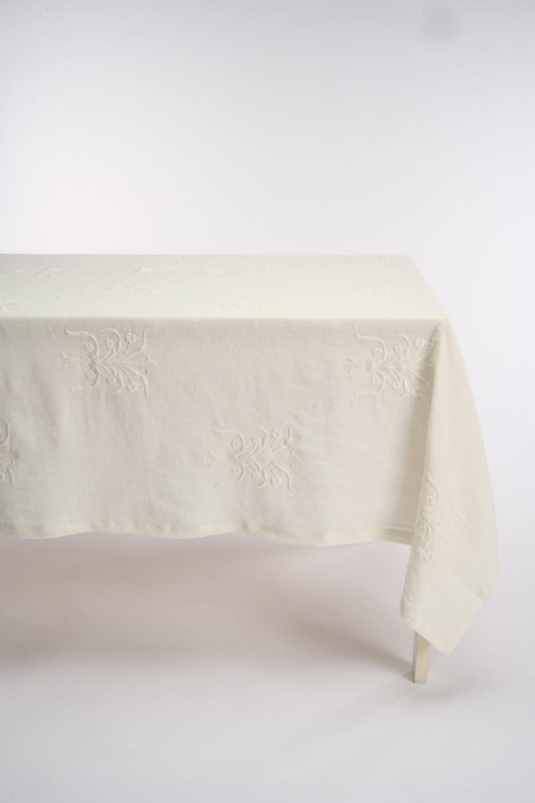 Cappelen dimyr floral  lin duk, Hvit