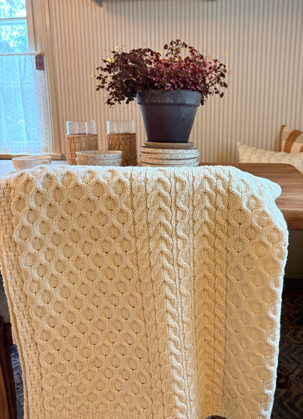 Cable stitch ullpledd, Krem