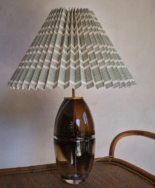 Needlepoint Stripe Pleated Lampshade, Green Earth by Helene Blanche