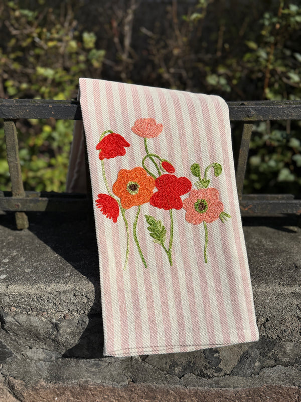 Italiensk brodert kjøkkenhåndkle, Rosa