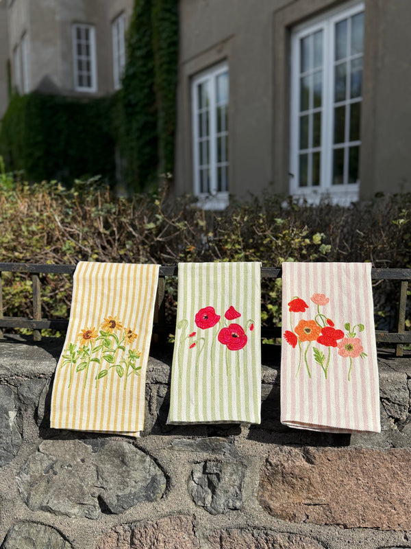 Italienske brodert kjøkkenhåndklær, Gul