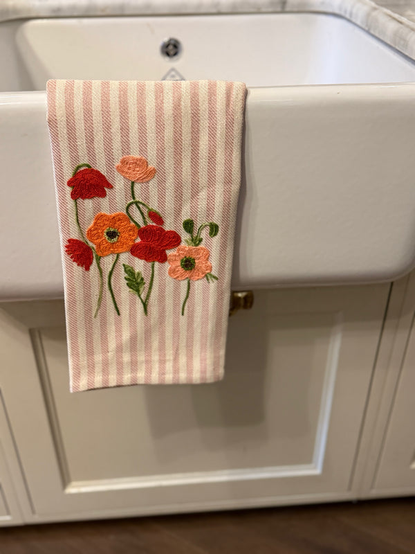 Italiensk brodert kjøkkenhåndkle, Rosa