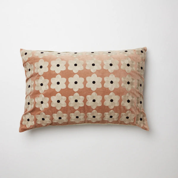 Velvet woven floral cushion